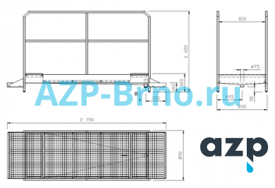 Нержавеющий брод с поручнями BDS 02 AZP Brno Чехия (фото, схема)